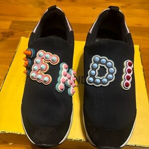 Fendi Black Slip-On Sneakers